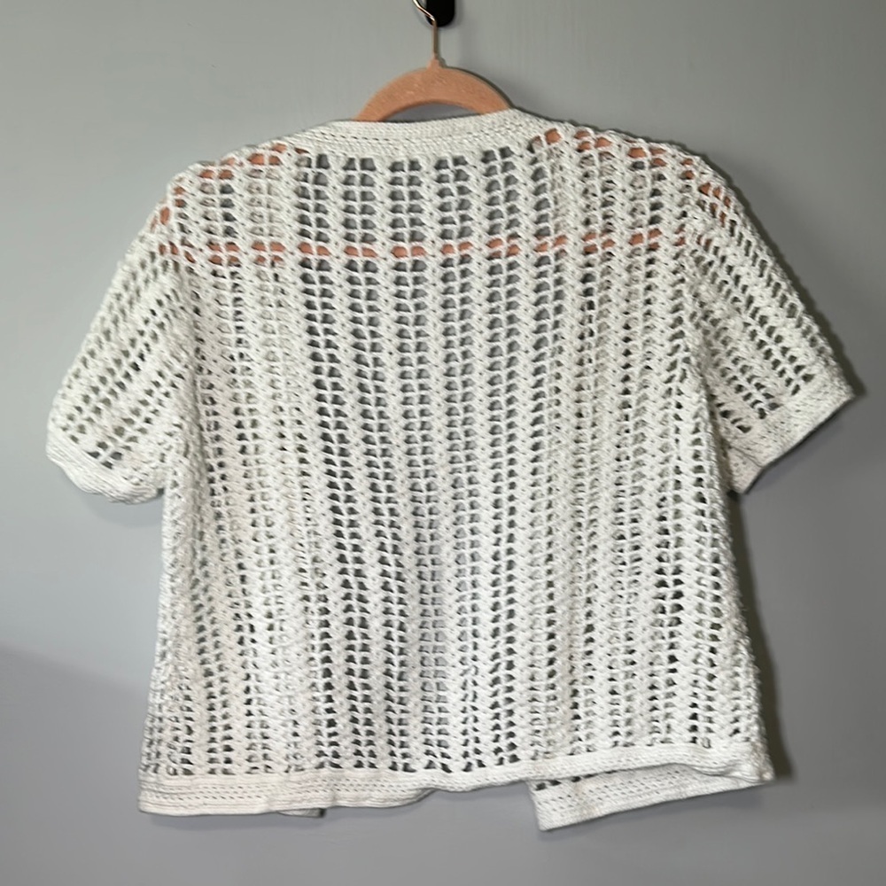 Calvin Klein White Open-Front Cardigan Short Sleeve Sweater Size X-Large - Picture 7 of 8